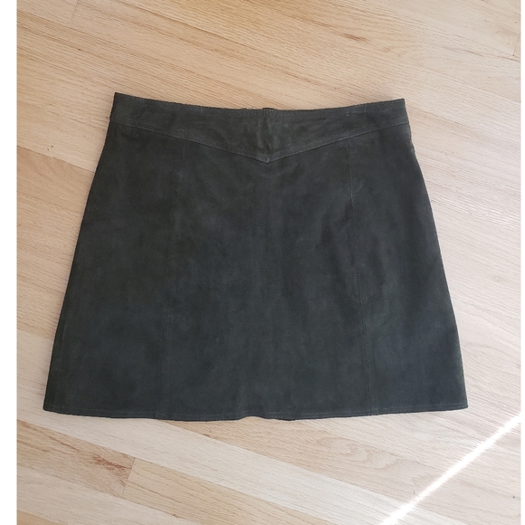 Zara Genuine Suade Zip Up Skirt size medium forrest green - Picture 6 of 8